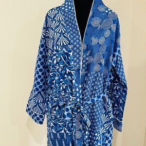 BRAND NEW Cotton kimono robe block print robes for women Dressing gown